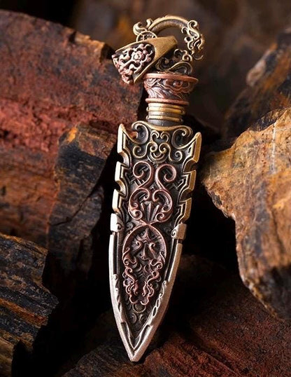 Handcrafted Brass Arrowhead Pendant Warring States-Inspired Warrior Talisman Necklace