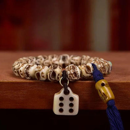 Vintage Tibetan Yak Bone Bracelet, Handcrafted Single-Strand Beads for Men & Women