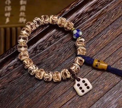 Vintage Tibetan Yak Bone Bracelet, Handcrafted Single-Strand Beads for Men & Women