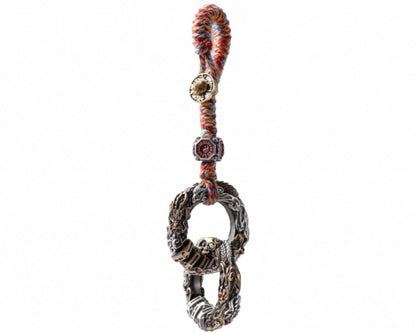 Handmade Daoist Heaven-Earth Circle Pendant, Silver & Brass Amulet Necklace with Red Zircon, Green Chalcedony