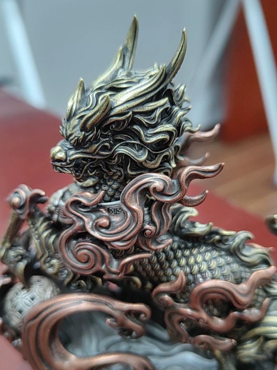 Kirin-Statue aus Kupfer mit Bronzefinish