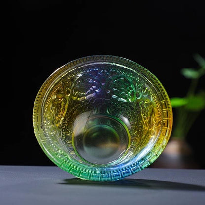 Handcrafted Colorful Glass Offering Bowls for Buddhist Altar Sacred Water Cups for Home Shrine