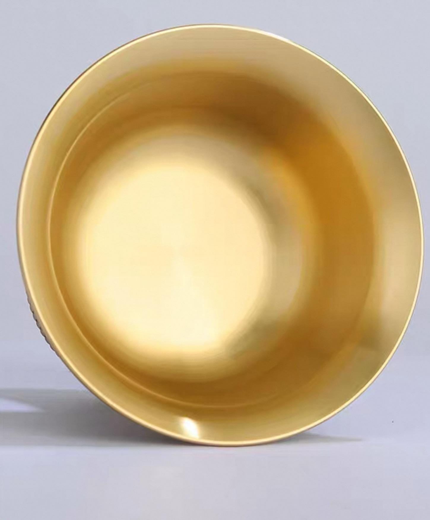 Handcrafted Tibetan Brass Offering Bowl with Eight Auspicious Symbols High-Footed Water Cup for Altar Ritual Use