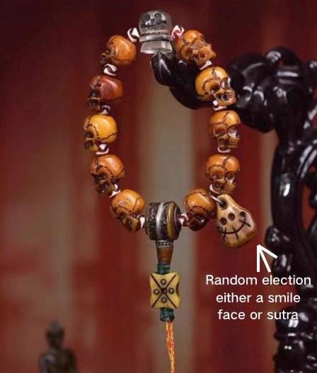 Tibetan Yak Bone Skull Bead Bracelet | Handcrafted Cemetery Mala | Reclaimed Bone Spiritual Jewelry