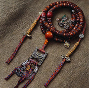 Handcrafted Tibetan Yak Bone Mala Bracelet, 108 Beads Buddhist Prayer Beads for Meditation, Yoga, and Spiritual Healing, Tibetan Jewelry