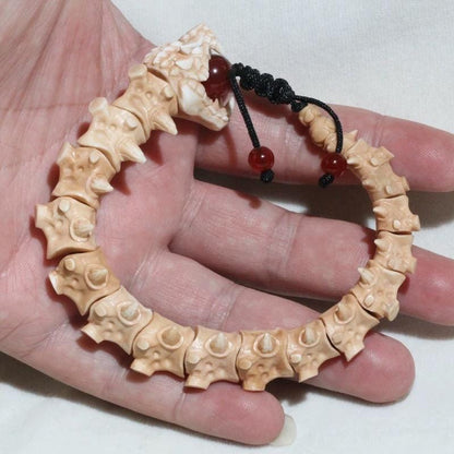 Hand-Carved Antler Zodiac Snake Bracelet, Zodiac Year of the Snake Jewelry for Men