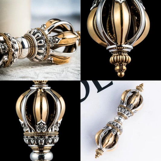 Handcrafted Vajra 9 pronged Nepalese Dorje Brass Handmade Tibetan Style gift Tibetan Sacred Buddhist Ritual