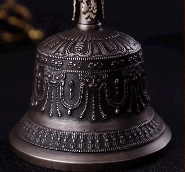 Handcrafted Tibetan Vajra Bell & Dorje Set, Brass, Spiritual Ritual Meditation Buddhist Decor Sacred Power Wisdom Symbol