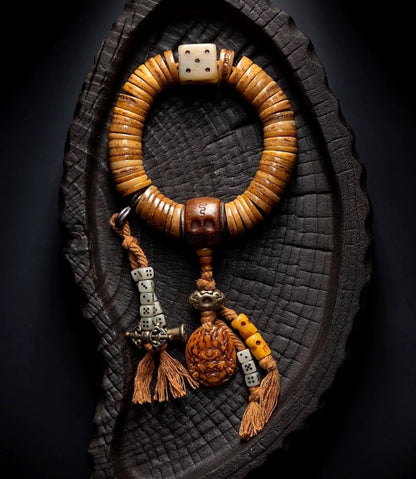 Vintage Tibetan Yak Bone Bracelet, Handcrafted Single-Strand Beads for Men & Women