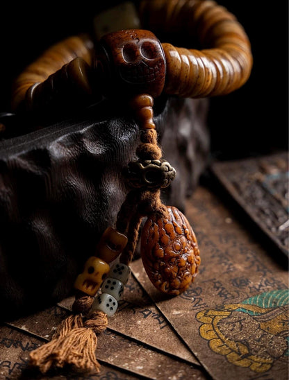Vintage Tibetan Yak Bone Bracelet, Handcrafted Single-Strand Beads for Men & Women