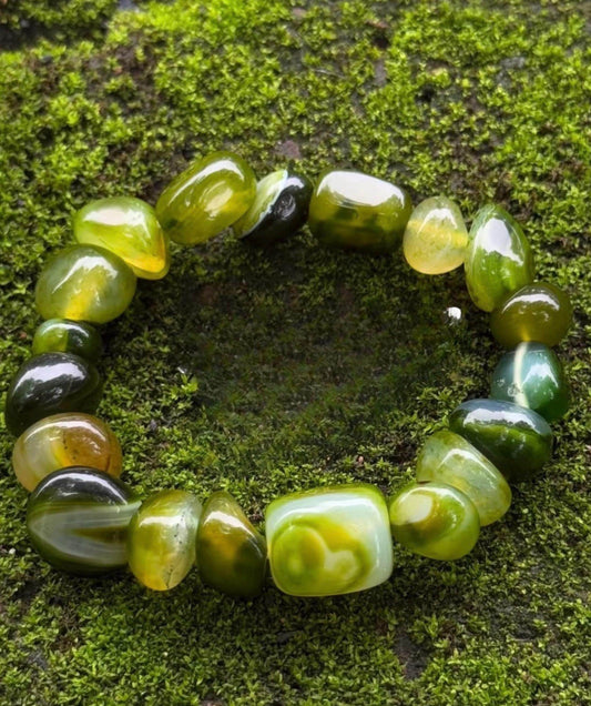 Handcrafted Agate Forest Rain Bracelet | Mixed Citrus & Pomegranate Tones
