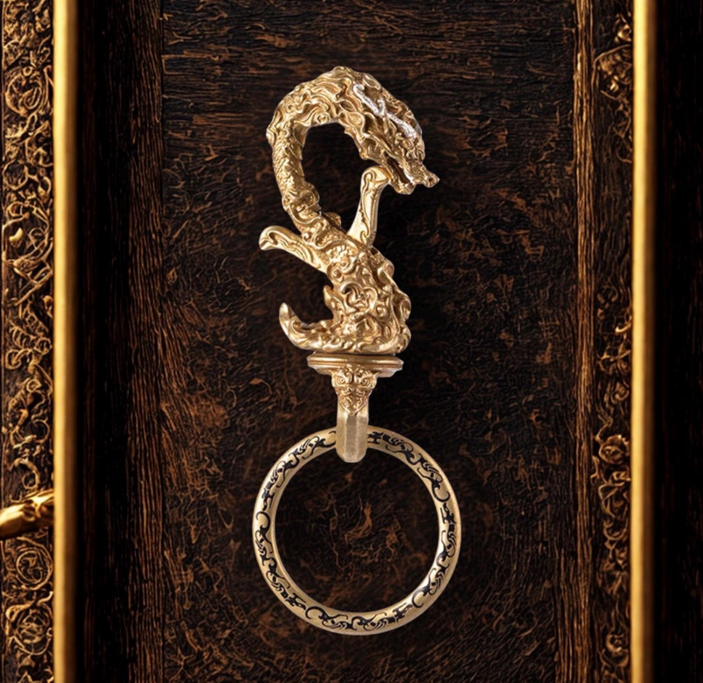 Dragon Loong Keychain Tibetan Handcrafted Copper Good Fortune Protection Figurine key ring Home Decor Unique Gift