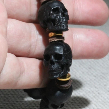 Handcrafted Tibetan Skull Mala Bracelet Camel Bone Amulet Beads