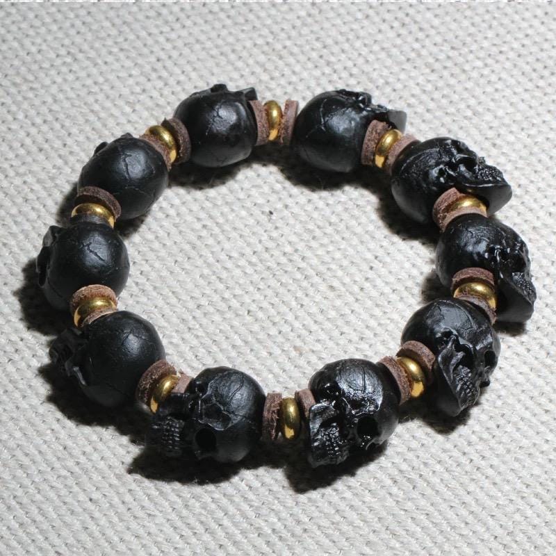 Handcrafted Tibetan Skull Mala Bracelet Camel Bone Amulet Beads