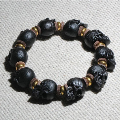Handcrafted Tibetan Skull Mala Bracelet Camel Bone Amulet Beads