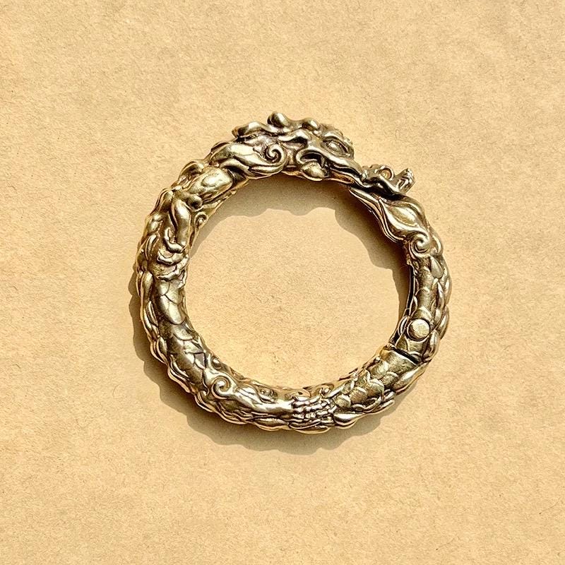 Dragon Loong Keychain Tibetan Handcrafted Copper or Silver Good Fortune Protection Figurine key ring Home Decor Unique Gift