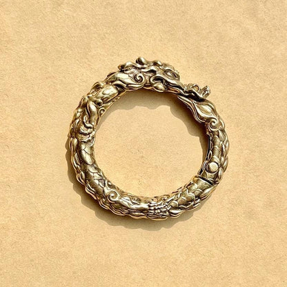 Dragon Loong Keychain Tibetan Handcrafted Copper or Silver Good Fortune Protection Figurine key ring Home Decor Unique Gift