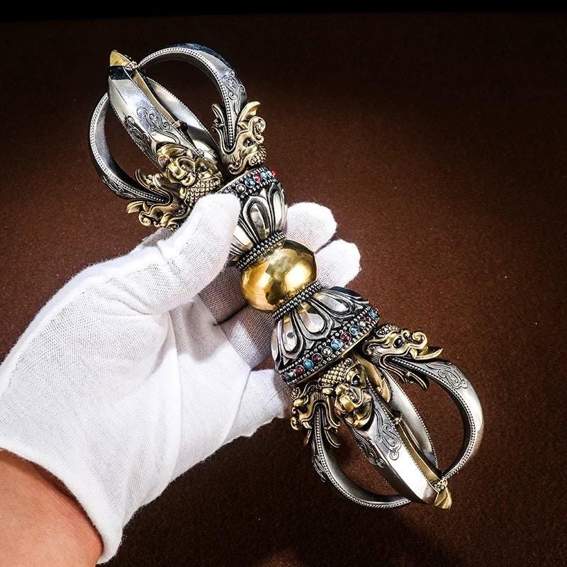 Handcrafted Vajra Nepalese Dorje Brass Handmade Tibetan Style gift Tibetan Sacred Buddhist Ritual