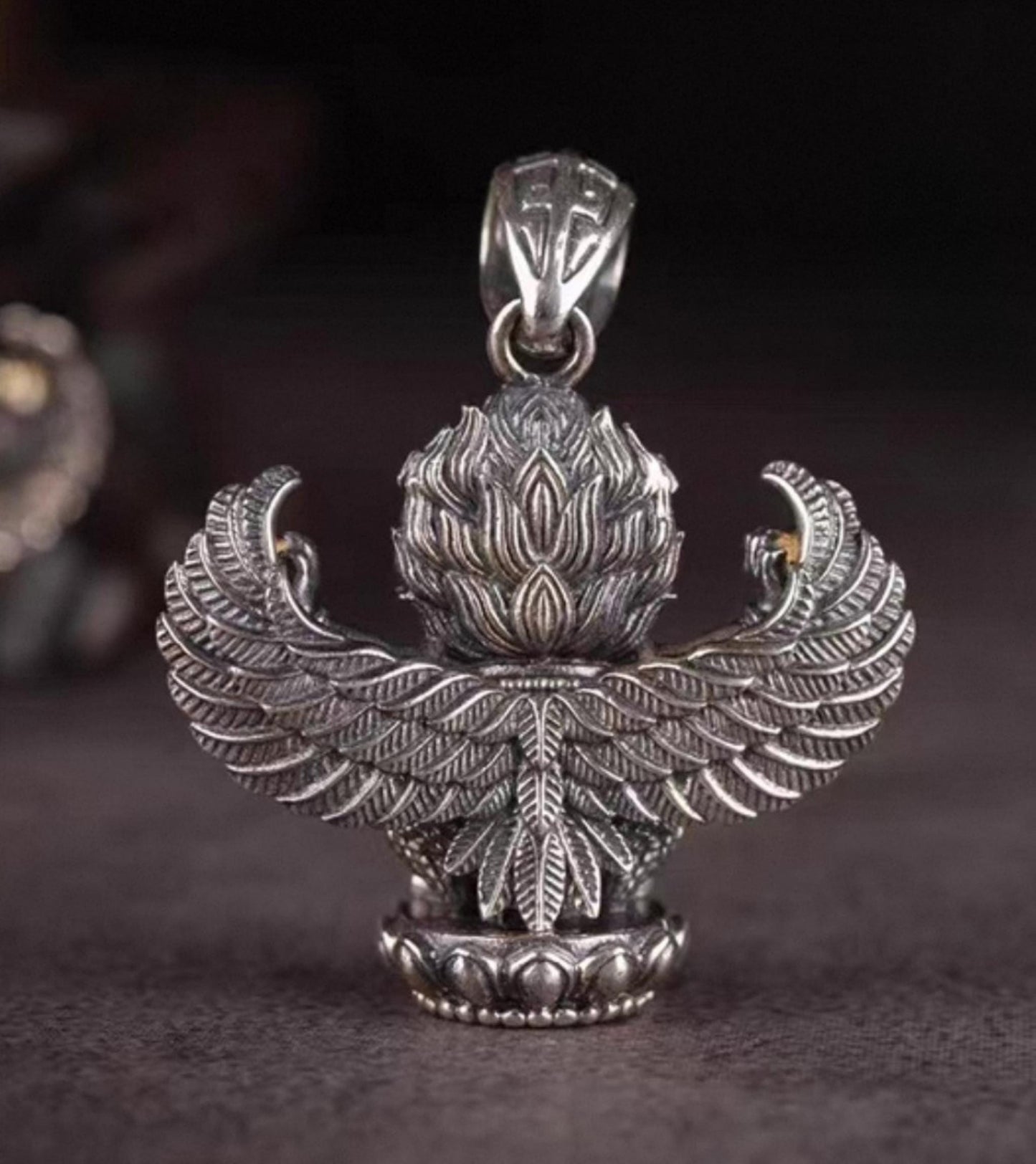 Handcrafted Silver Garuda Pendant Handcrafted Tibetan Sacred Protector Amulet Handmade Necklace 2