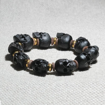 Handcrafted Tibetan Skull Mala Bracelet Camel Bone Amulet Beads