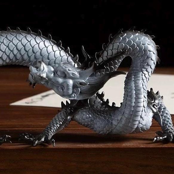 Messing-Drachenstatue für Feng Shui, 39 cm