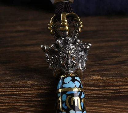 Handcrafted Tibetan Silver Vajra Phurba Pendant | Spiritual Protection Amulet Necklace for Men