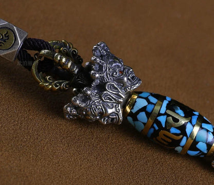 Handcrafted Tibetan Silver Vajra Phurba Pendant | Spiritual Protection Amulet Necklace for Men
