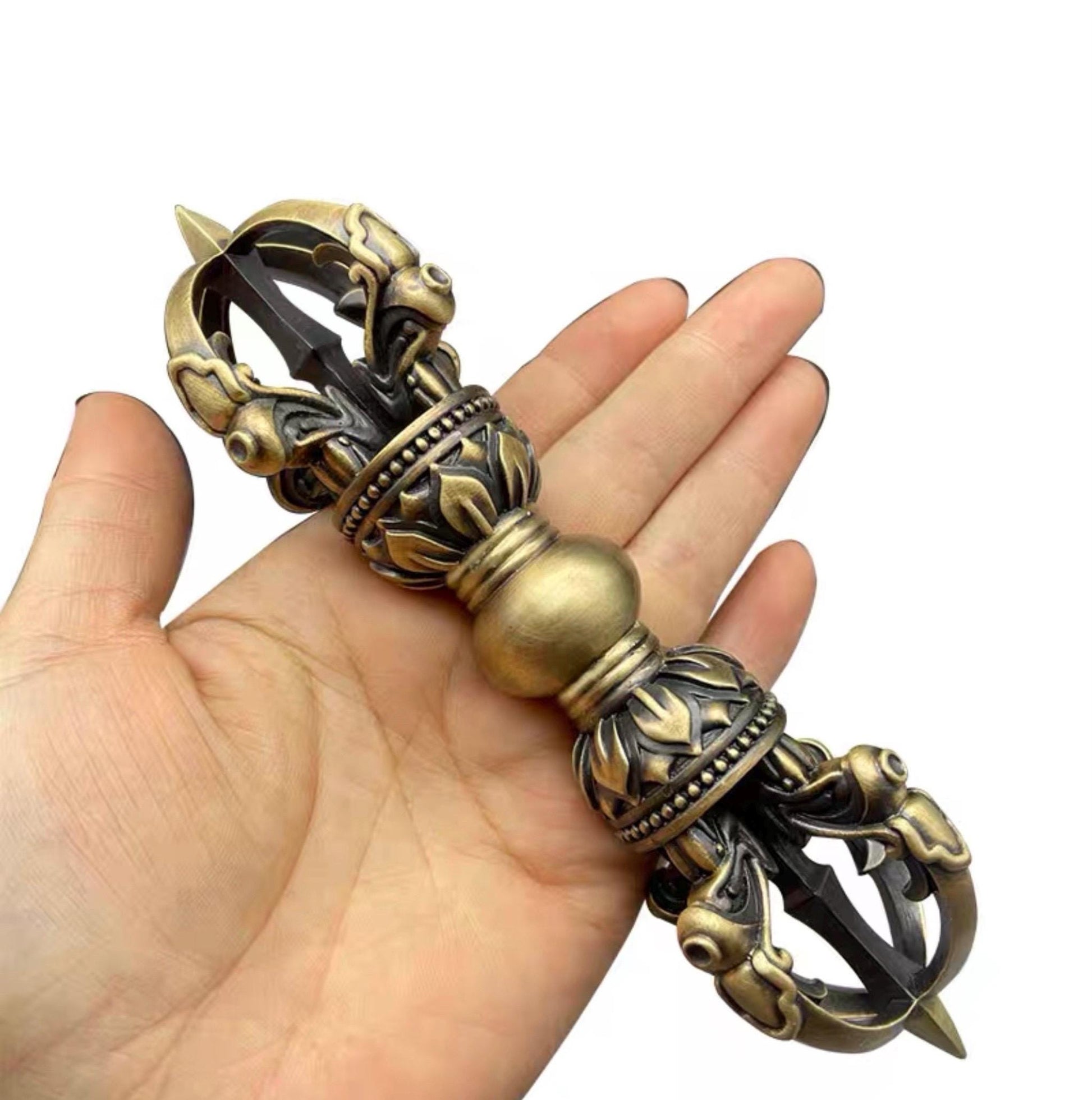 Handcrafted Five-pronged Vajra Dorjee Nepalese Brass Handmade Tibetan Style gift Tibetan Vajra Dorje Sacred Buddhist Ritual