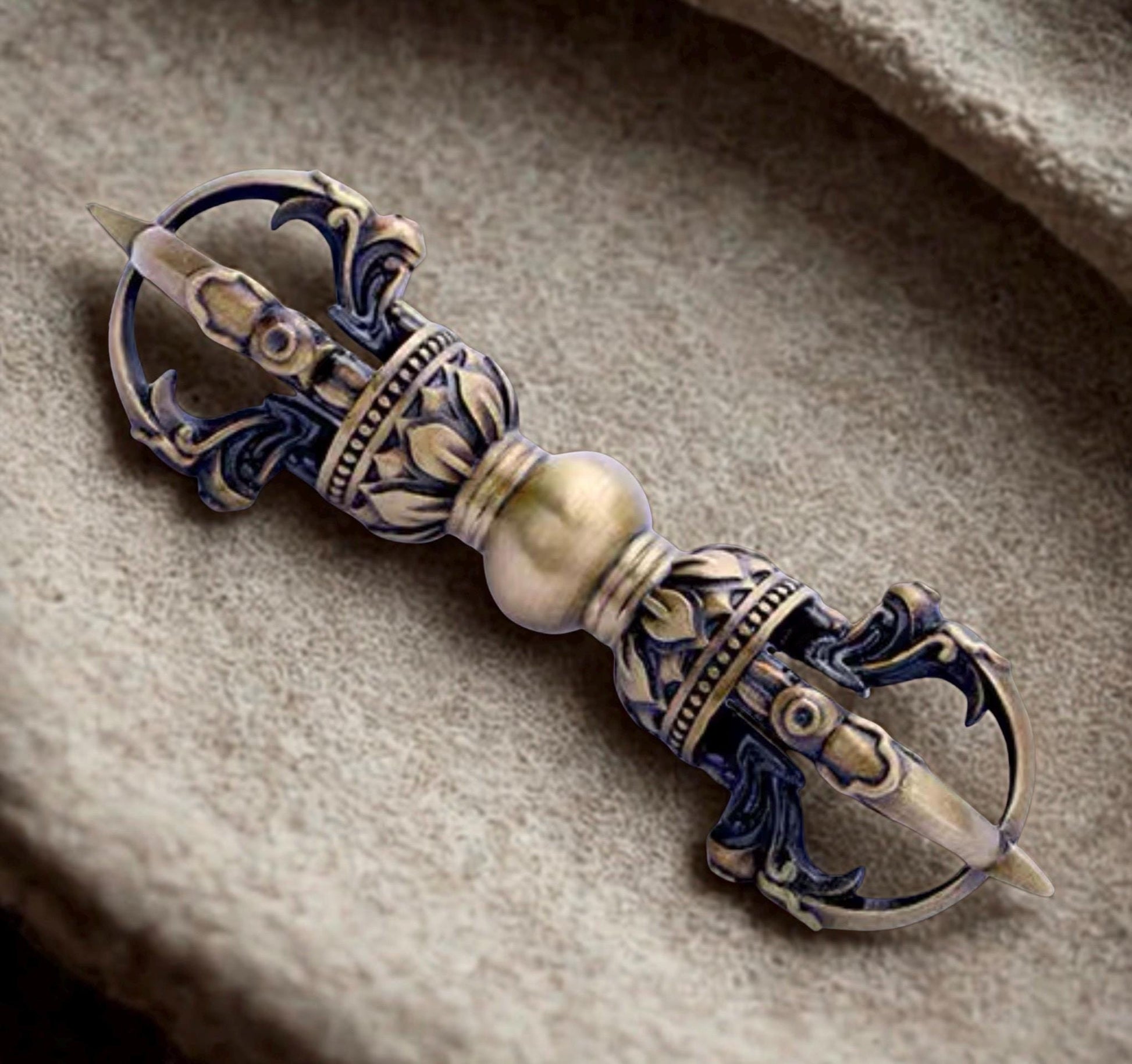 Handcrafted Five-pronged Vajra Dorjee Nepalese Brass Handmade Tibetan Style gift Tibetan Vajra Dorje Sacred Buddhist Ritual