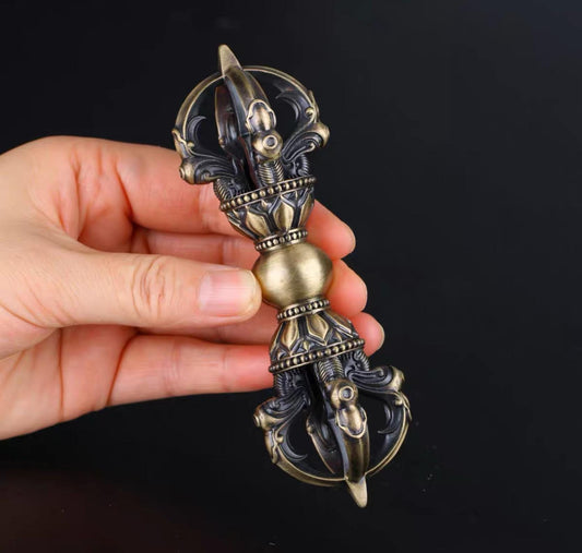 Handcrafted Five-pronged Vajra Dorjee Nepalese Brass Handmade Tibetan Style gift Tibetan Vajra Dorje Sacred Buddhist Ritual