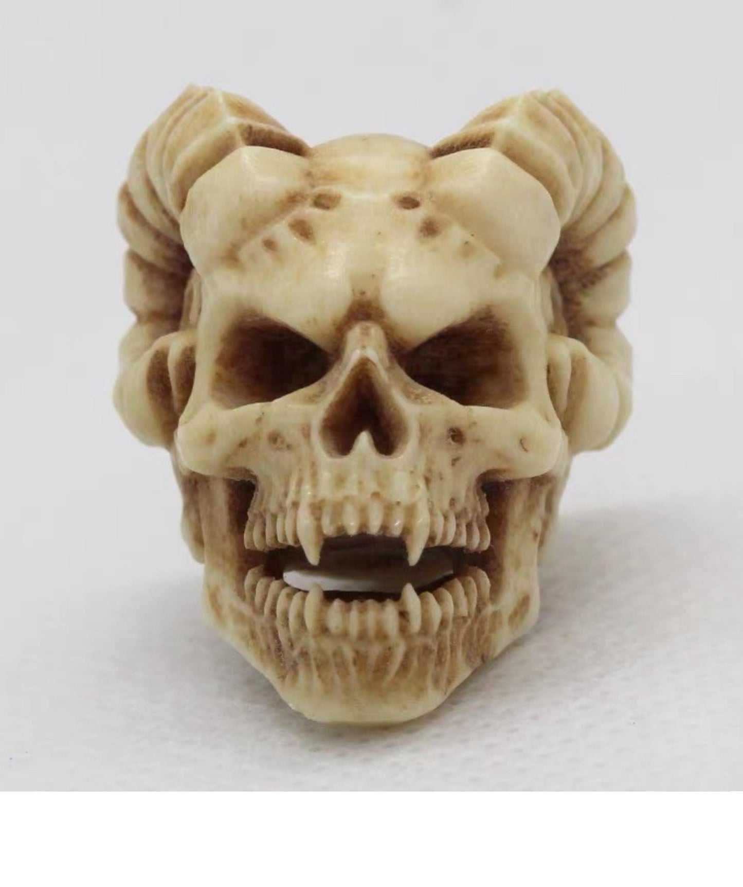 Handcrafted Tibetan Skull Bead with horn