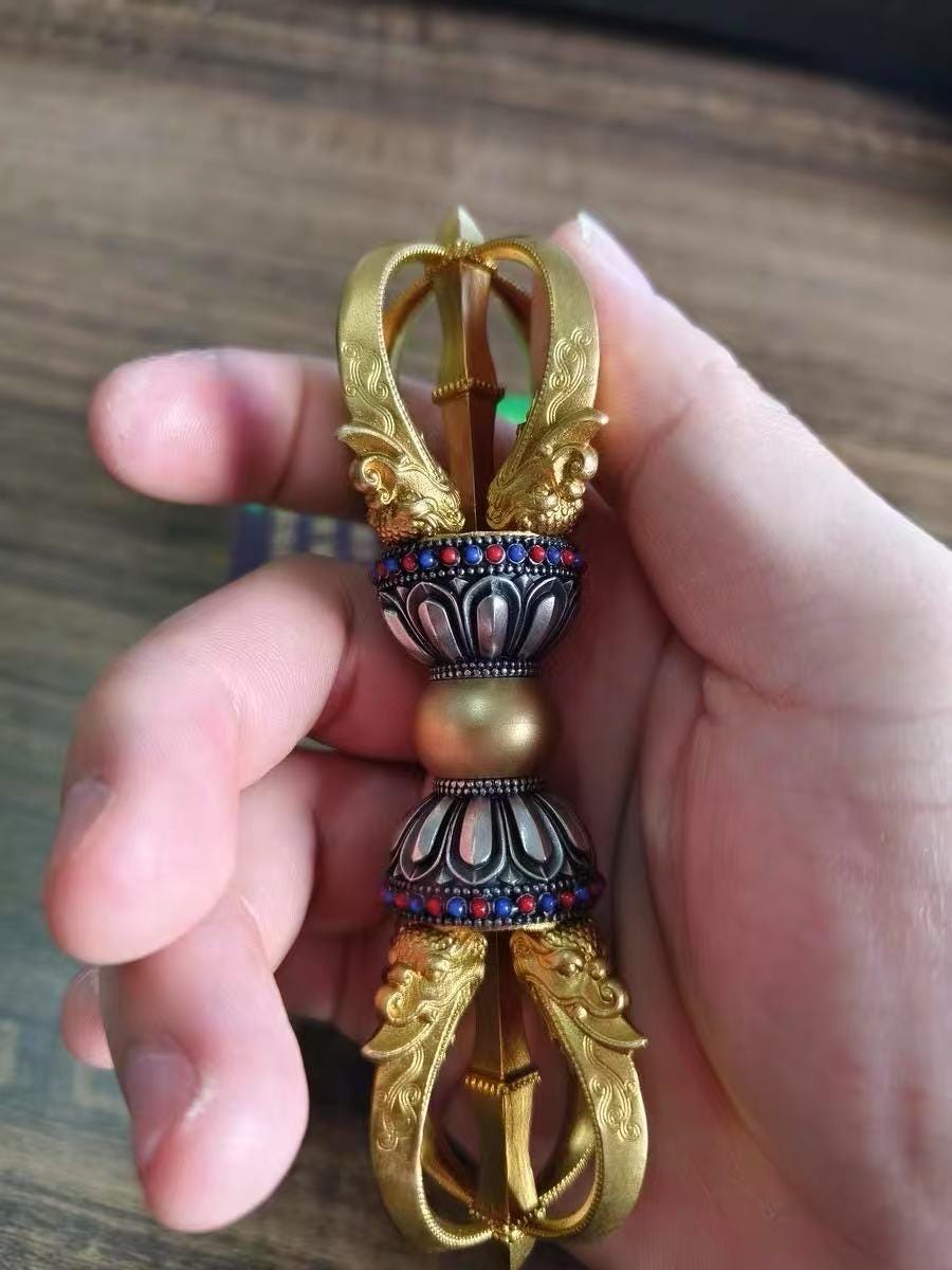 Handcrafted Vajra Nepalese Dorje Brass Handmade Tibetan Style gift Tibetan Sacred Buddhist Ritual