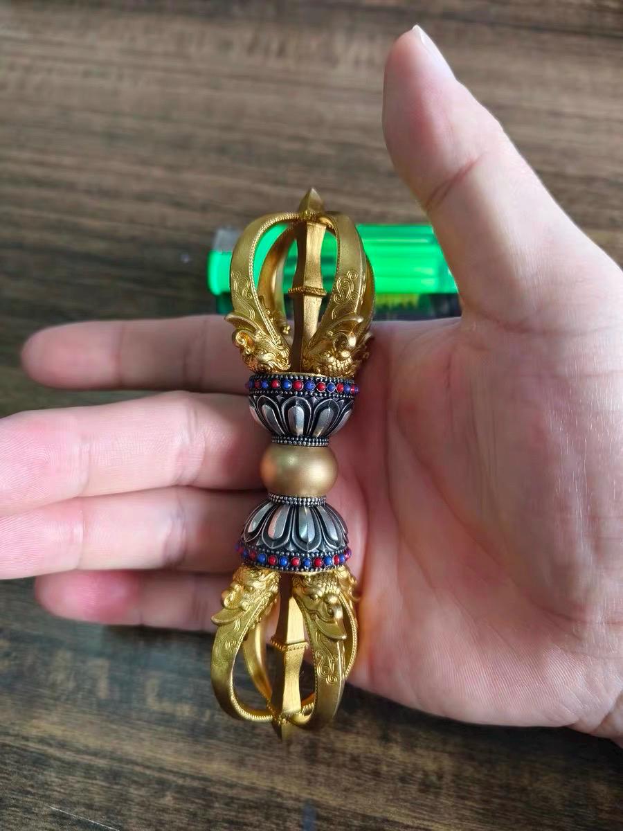Handcrafted Vajra Nepalese Dorje Brass Handmade Tibetan Style gift Tibetan Sacred Buddhist Ritual