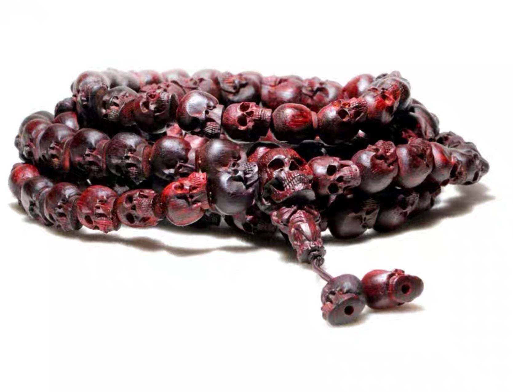 Yak Bone Skull Mala Bracelet: Tibetan Buddhist Prayer Beads