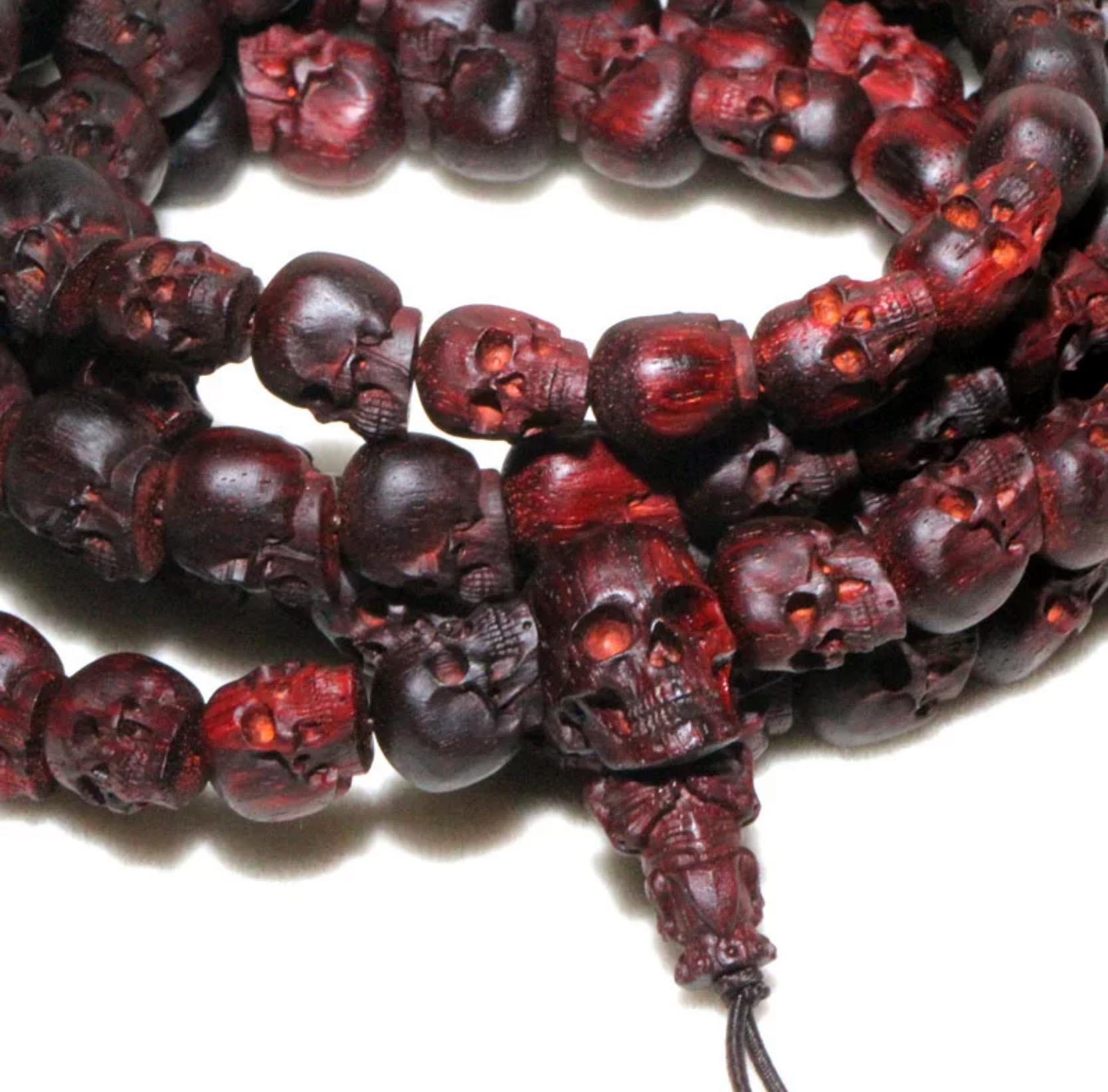 Yak Bone Skull Mala Bracelet: Tibetan Buddhist Prayer Beads