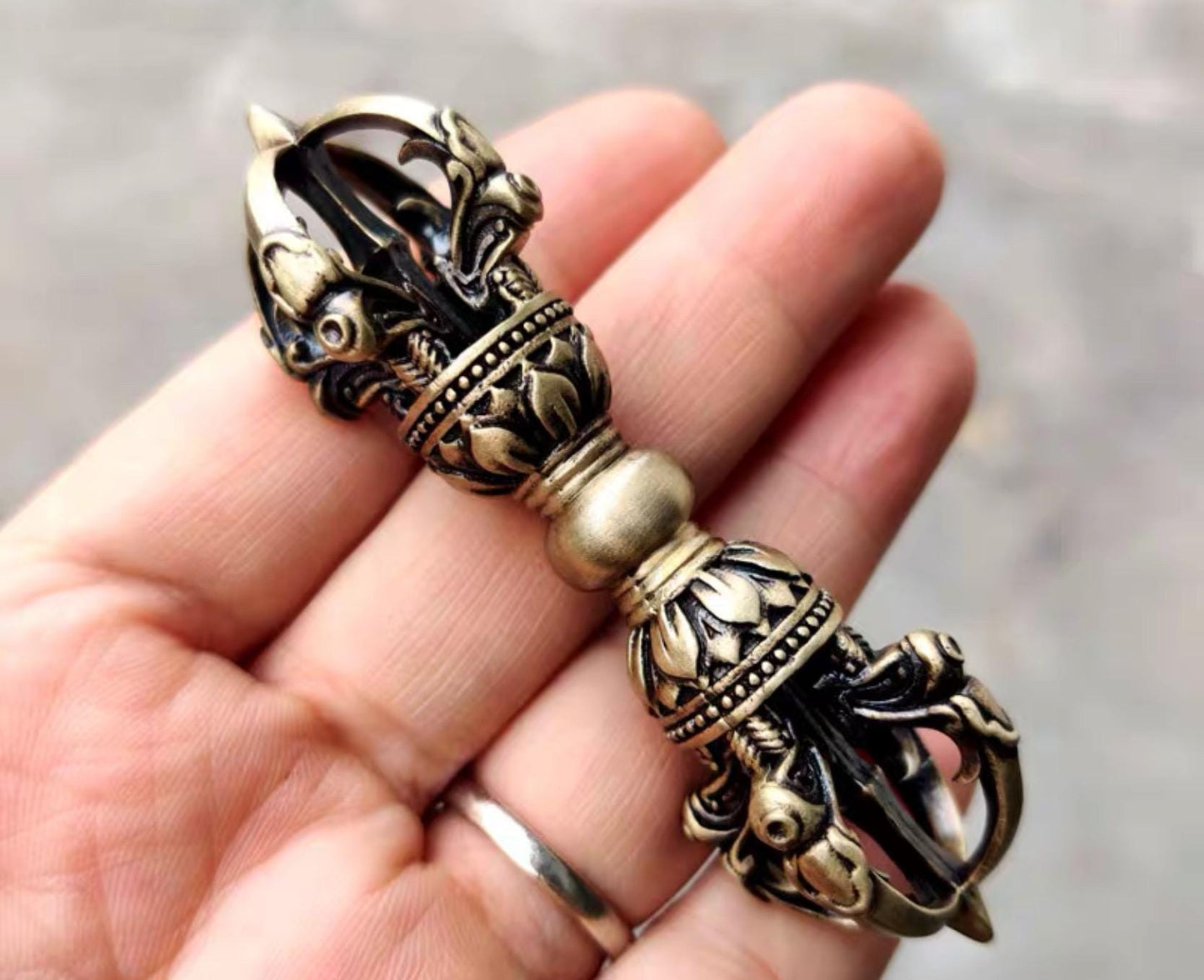 Handcrafted Five-pronged Vajra Dorjee Nepalese Brass Handmade Tibetan Style gift Tibetan Vajra Dorje Sacred Buddhist Ritual