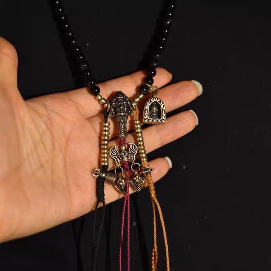 Tibetan Black Agate & Tiger Eye Mala 108 Beads Necklace Bracelet 6mm Buddhist Prayer Beads Yoga Meditation Jewelry