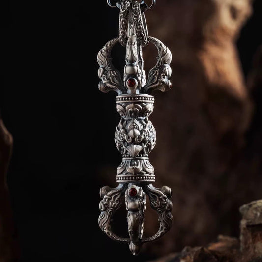 Garuda Vajra Pendant Necklace | Tibetan S925 Silver Amulet | Men’s Spiritual Jewelry