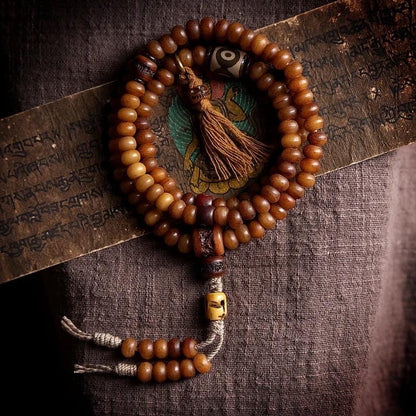 Handcrafted Yak Bone Mala Bracelet: Tibetan Prayer Beads, Spiritual Jewelry