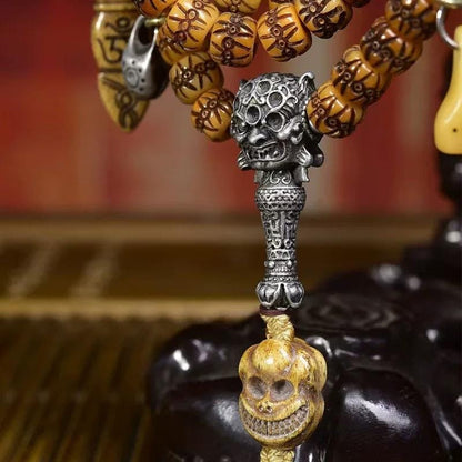 Handcrafted Reclaimed Yak Bone Tibetan Mala: Meditation Necklace Bracelet