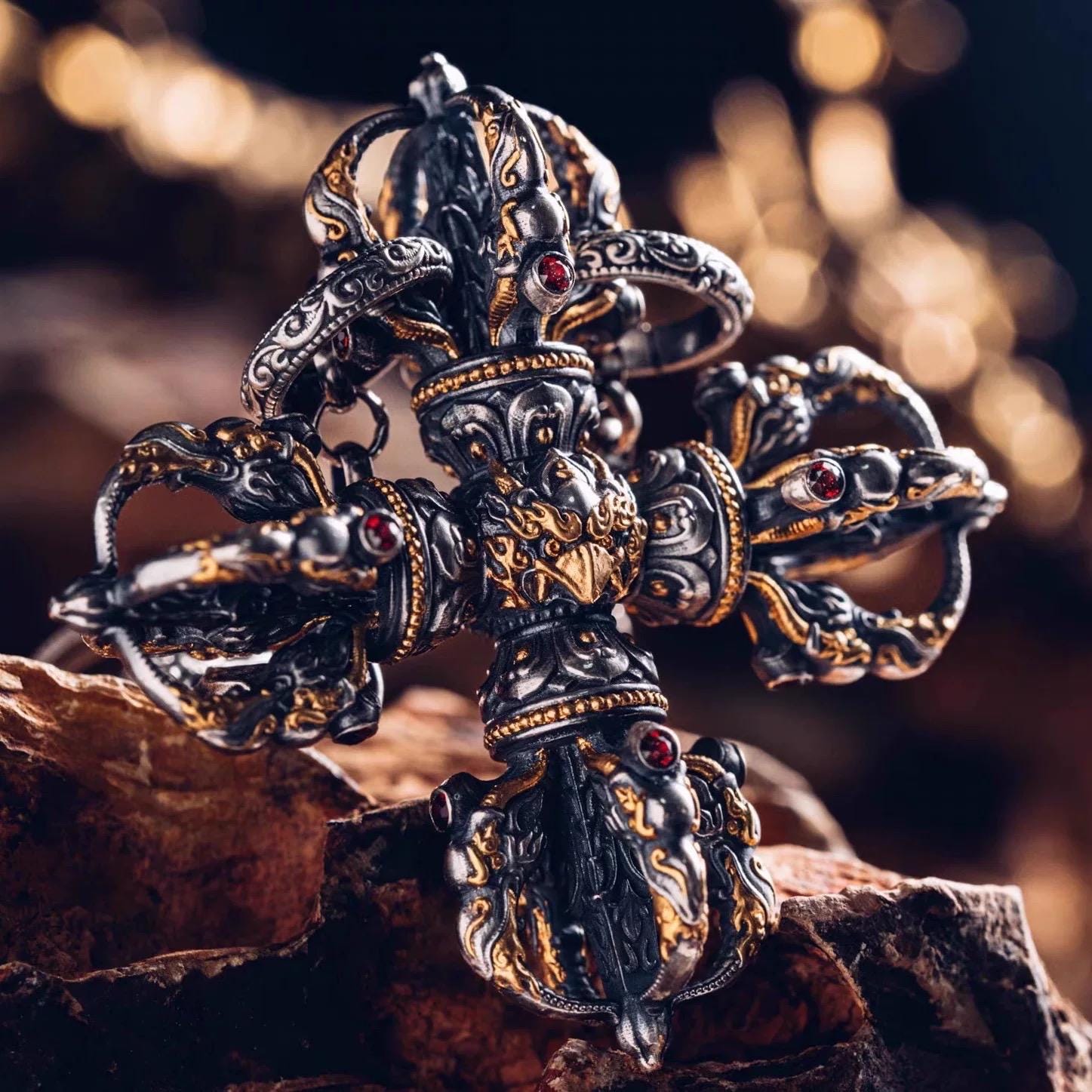 Tibetan Vajra Pendant S925 Silver Buddhist Amulet Protective Dorje Necklace Spiritual Meditation Talisman Handmade Himalayan Jewelry