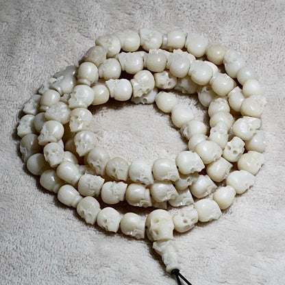 Yak Bone Skull Mala Bracelet: Tibetan Buddhist Prayer Beads