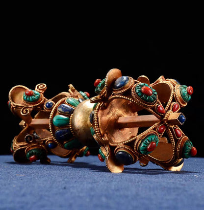 Handcrafted 8.5” Phurba Vajra Dagger Vintage Handmade Nepal Tibetan Pure Brass Amulet