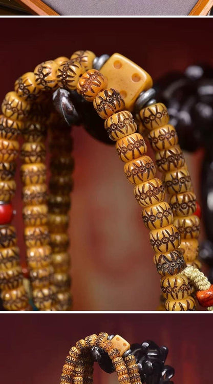 Handcrafted Reclaimed Yak Bone Tibetan Mala: Meditation Necklace Bracelet