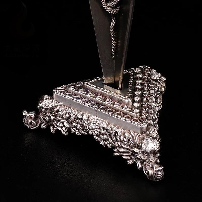 White Handcrafted 8.5” Phurba Vajra Dagger Vintage Handmade Nepal Tibetan Pure Brass Amulet