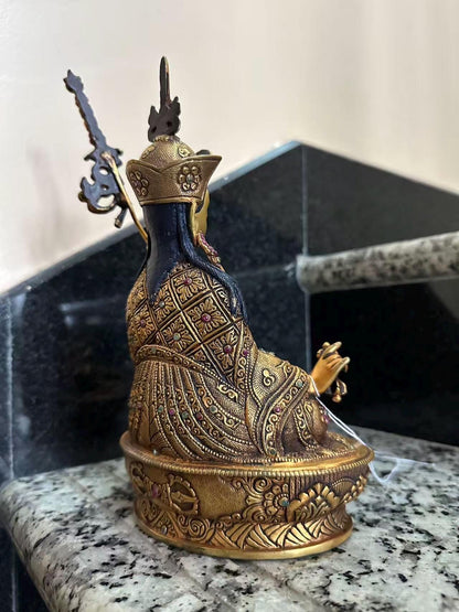 Padmasambhava (Guru Rinpoche) Statue – 23cm | Shakya Clan Inspired Buddhist Sculpture | Tibetan Himalayan Art
