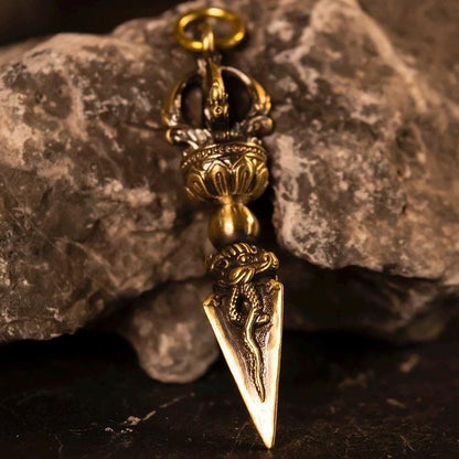 Vajra Keychain Pendant | Brass Buddhist Amulet w/ Free keychain