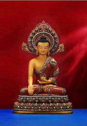 Handcrafted Shakyamuni Buddha Statue: Tibetan Brass Deity
