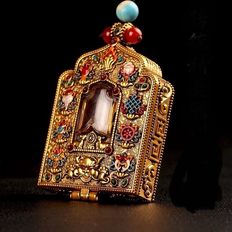 Handmade Tibetan Brass Ghau Necklace: Buddhist Amulet Locket