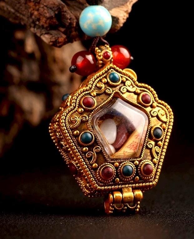 Tibetan Ghau Prayer Box Necklace | Buddhist Amulet Pendant | Handmade Brass Ghau Locket